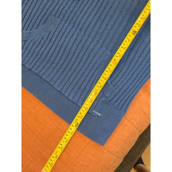 Betabrand  Womens Blue Ribbed Knit Hoodie Sweater L Large - Picture 10 of 11